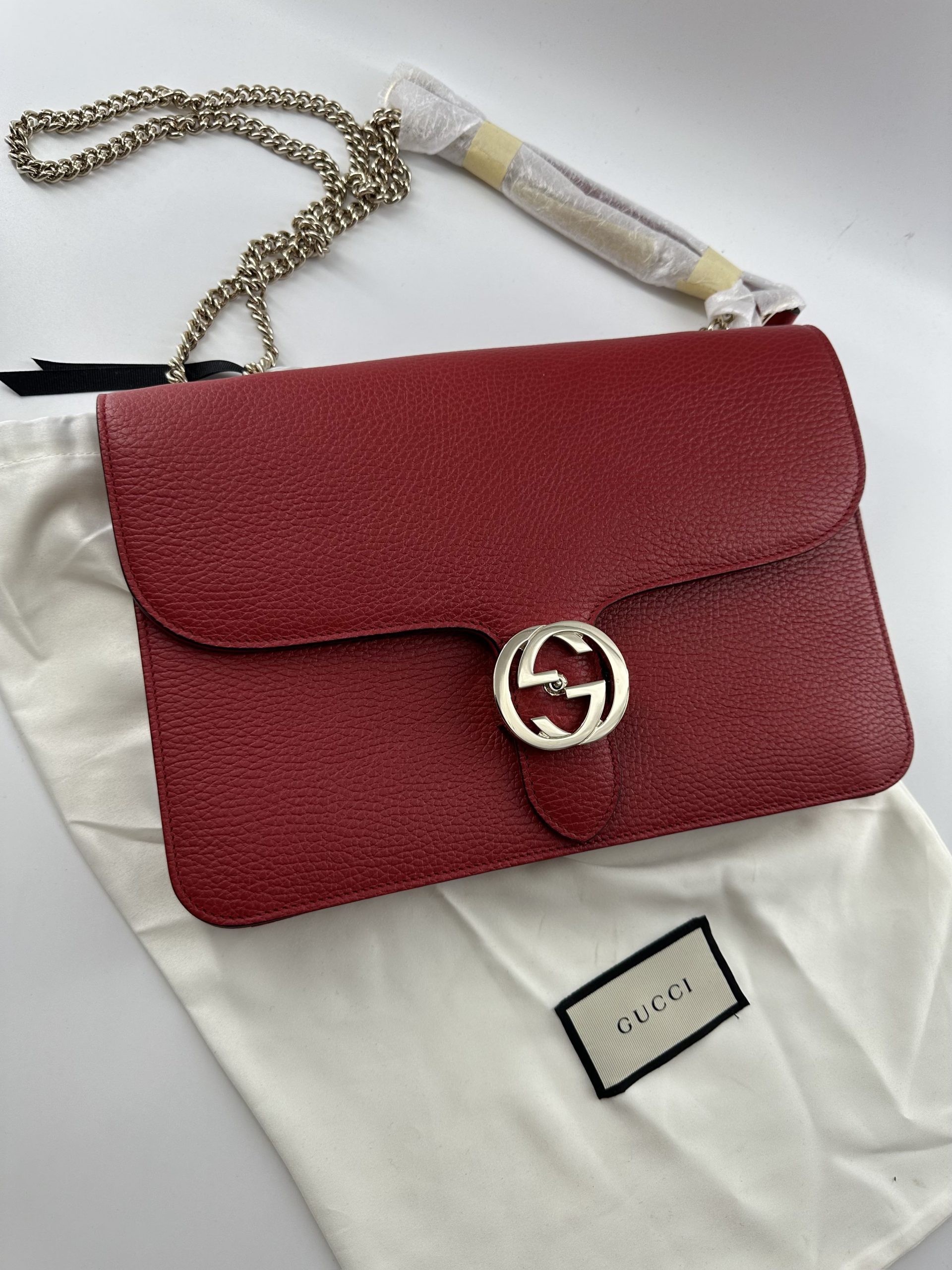 Gucci Interlocking G Chain Leather Crossbody Bag