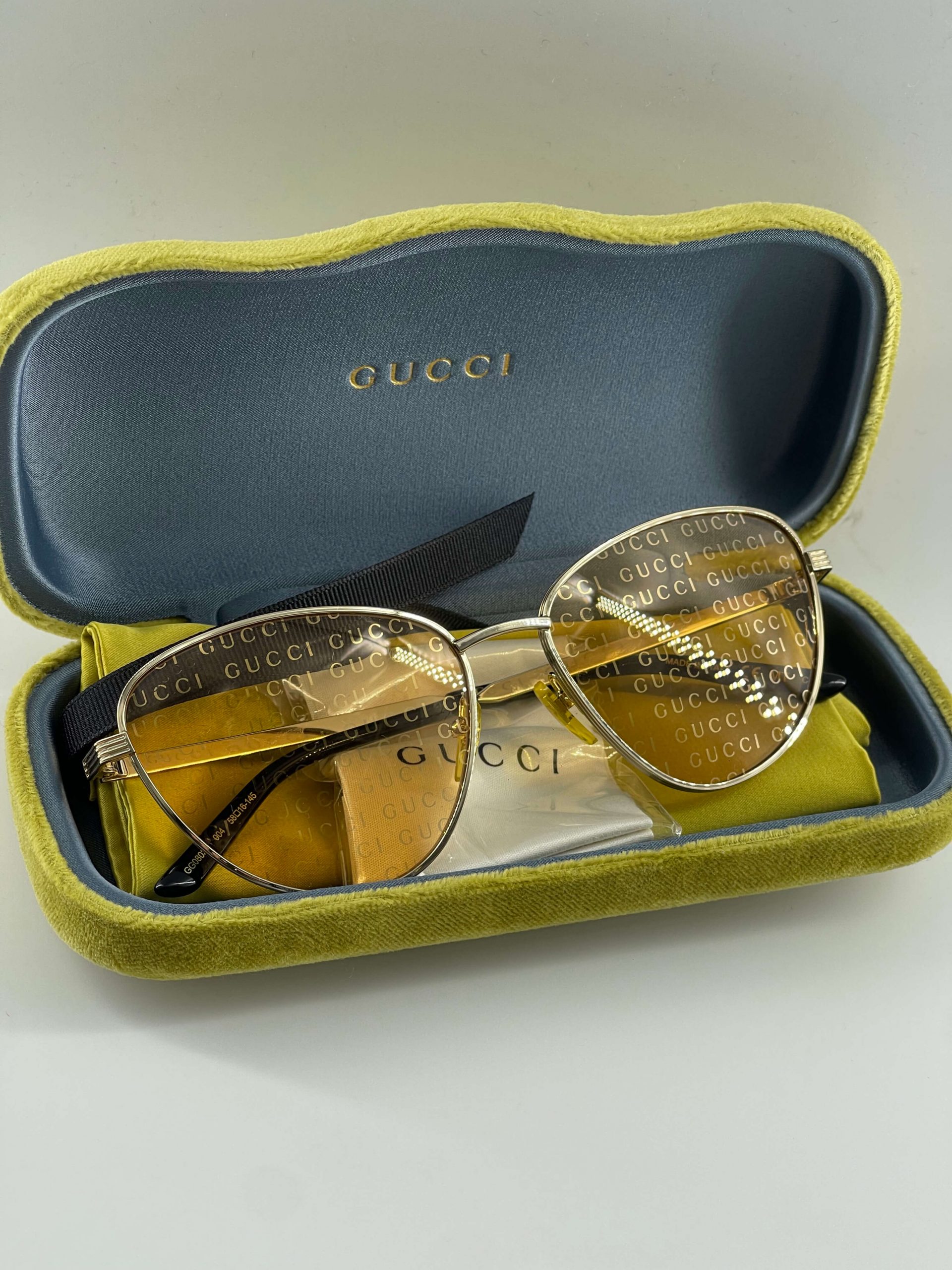 Gucci Yellow/Gold Logo Cat Eye Sunglasses