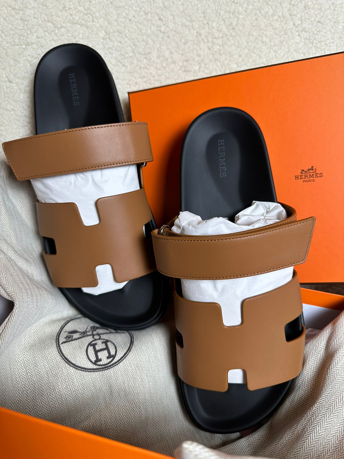 Hermes Chypre Sandals, Natural Tan