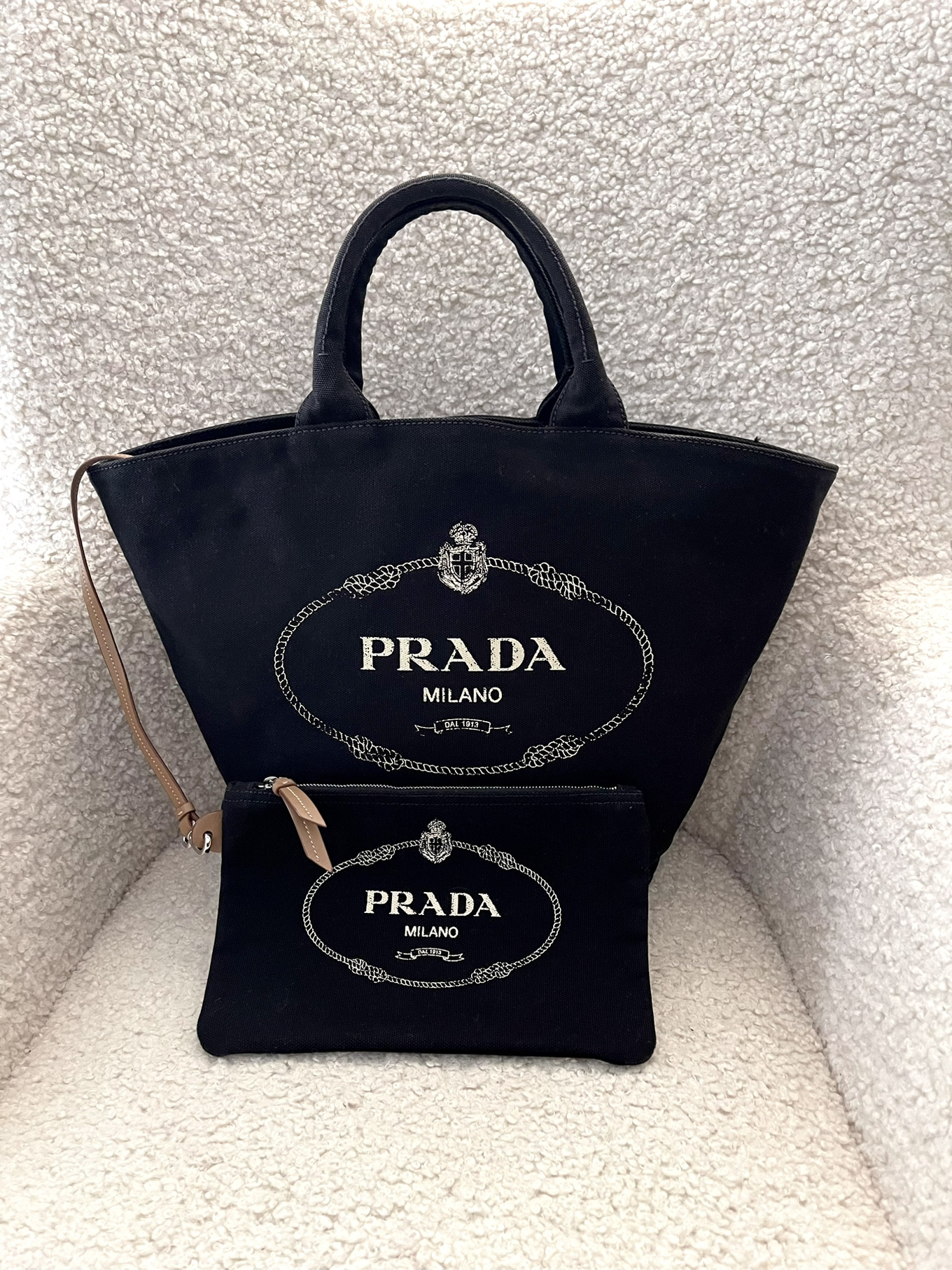 Prada Canapa Convertible Shopping Tote Canvas Large