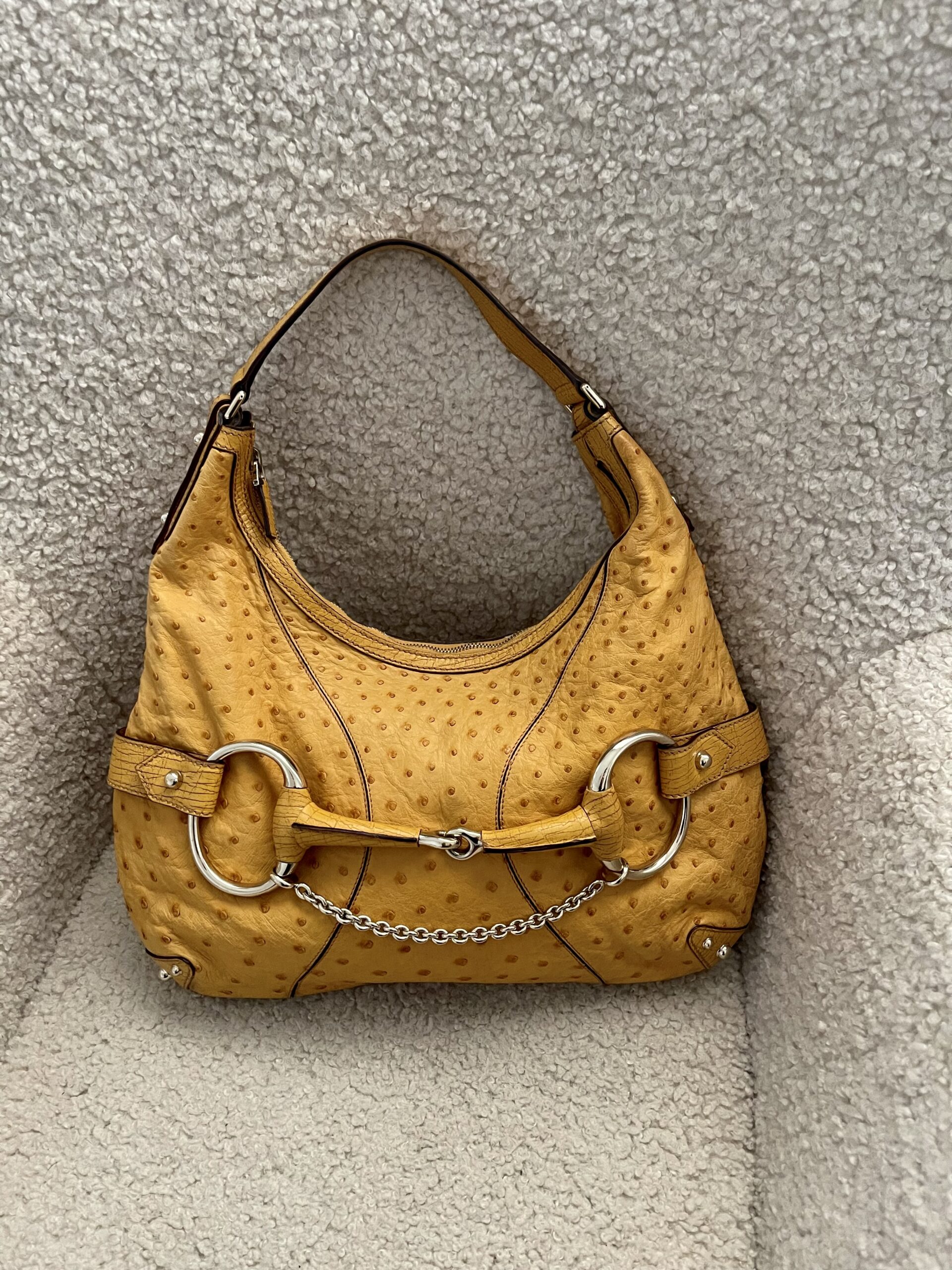 Gucci Ostrich Leather Heritage Horsebit Hobo