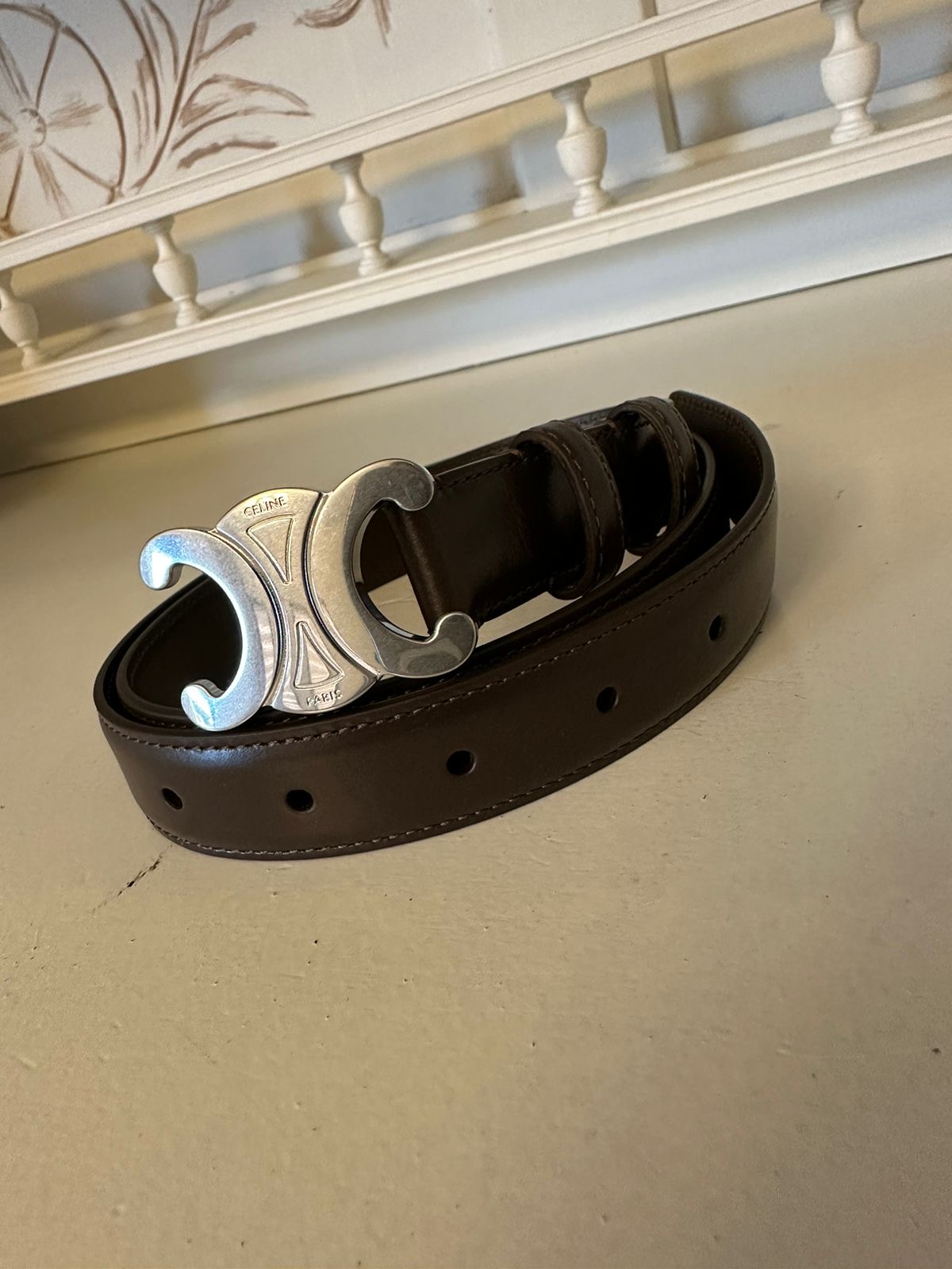 Celine Medium Triomphe belt in taurillon leather