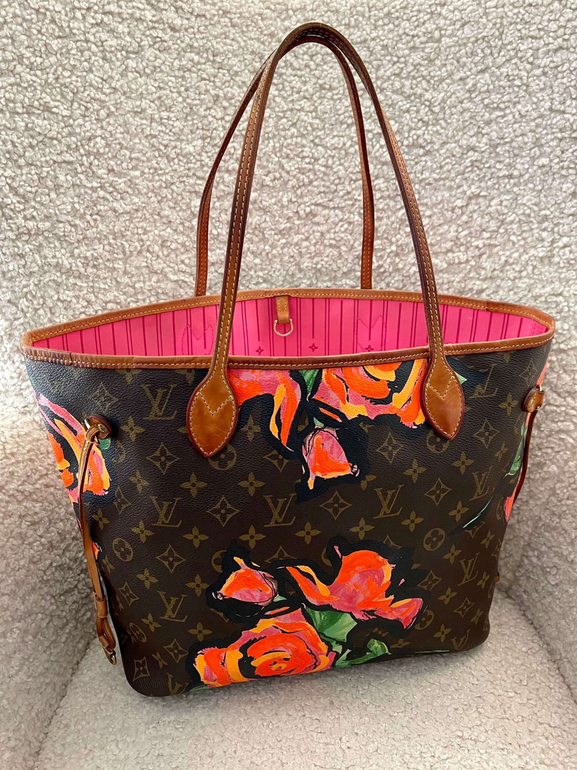 Louis Vuitton Neverfull Mm Stephen Sprouse Rose Limited Edition Brown Pink Golden Green